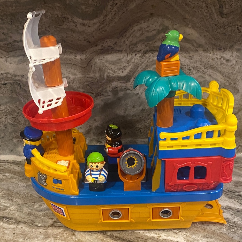 Mega BLOKS Push Along Musical Pirate Ship Boat - My First Builder RARE - Picture 3 of 10